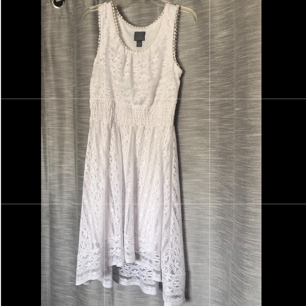 WHITE HIGH LOW LACE DRESS